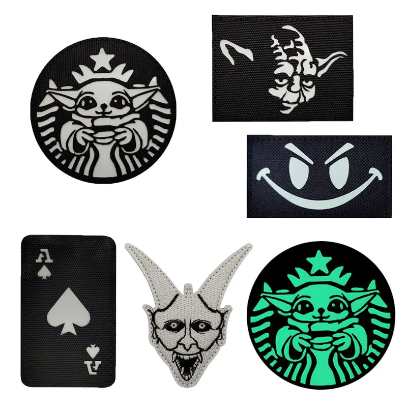 

Poker A Judas Baby Reflective Velcros Patches Armband Badge Applique Military Spade Ace Death Card Tactical smiley Patches