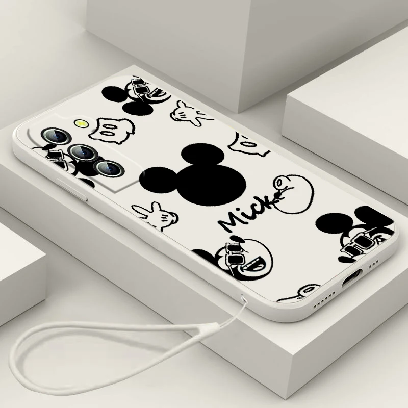 

Mickey Minnie Disney For Samsung Galaxy S23 S22 S21 S20 FE Ultra Plus S10 Lite 5G Liquid Rope Phone Case