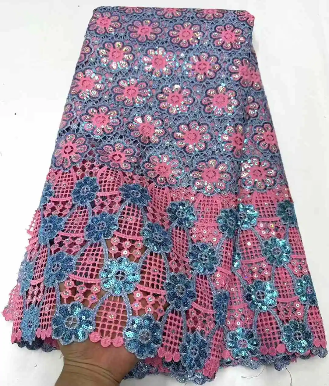 2025 Новый французский тюль с 3D блестками африканская кружевная ткань