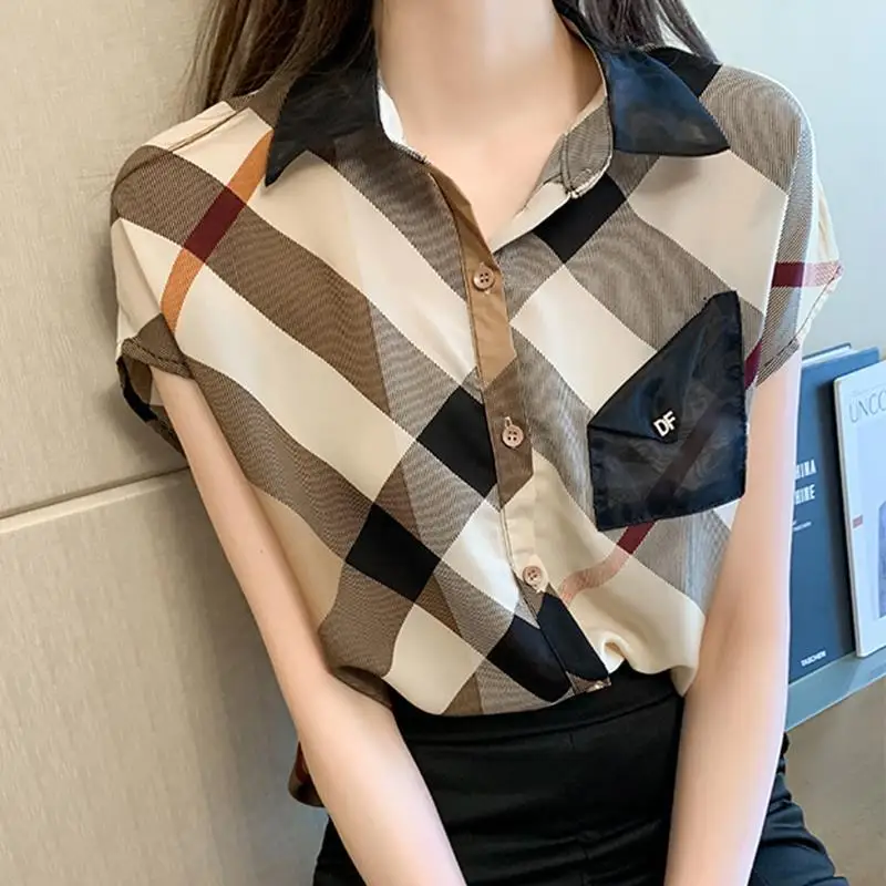 Summer Sleeveless Printed Chiffon Blouse Women Korean Fashion Casual Vintage Chic Shirts Female Clothing Simple All-match Tops