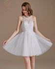 Современные свадебные платья 2022 в стиле бохо, блестящее Тюлевое кружевное платье с аппликацией из бисера, короткое пляжное платье невесты с открытой спиной для невесты