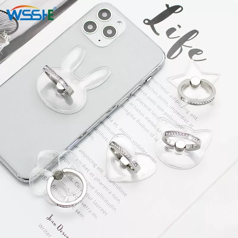 

Universal Transparent Finger Ring Mobile Phone Smartphone Stand Holder For iPhone 12 Xiaomi Samsung Smart Phone Car Mount Stand