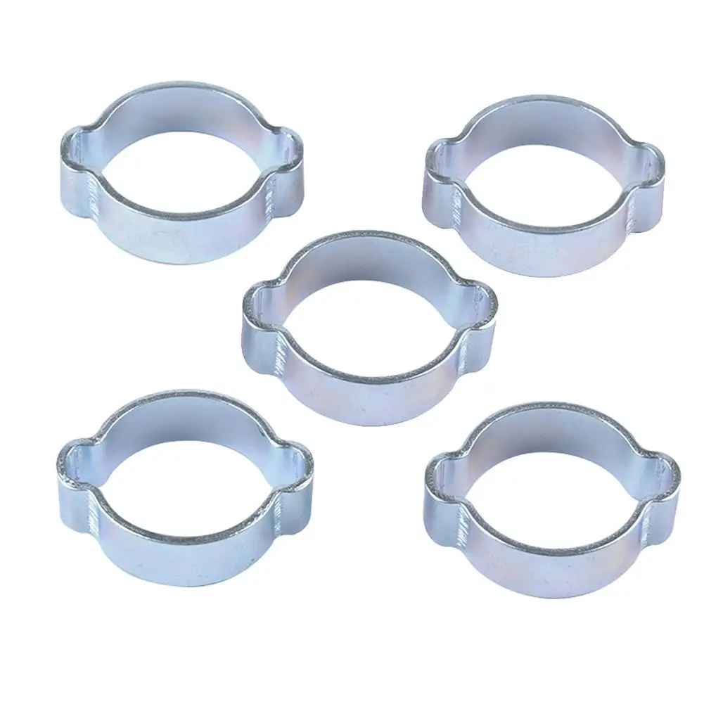

10PCS Double Ear Stepless Hose Clamps 5mm-28mm Galvanized Fuel Hose Clamp Clip Optional Size For Band Clamp Metal Fastener Kit