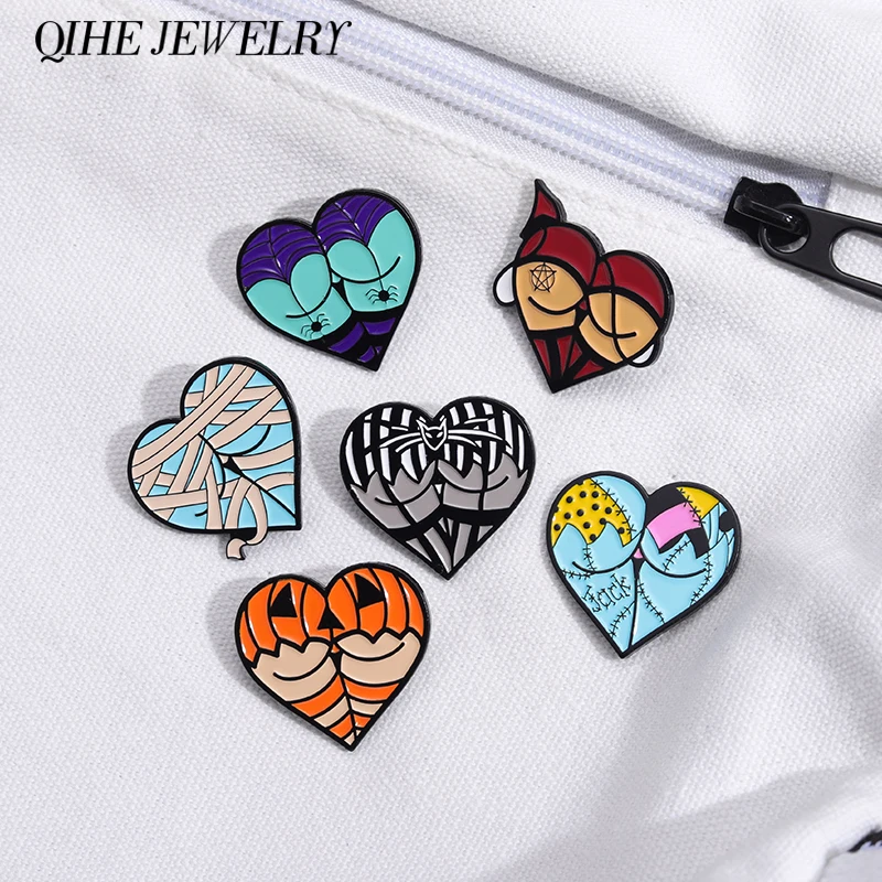 

Butt Heart Enamel Pin Brooches Punk Sexy Gift Jewelry Accessories Men Women Friends Lapel Color Love Metal Badges Hat Custom
