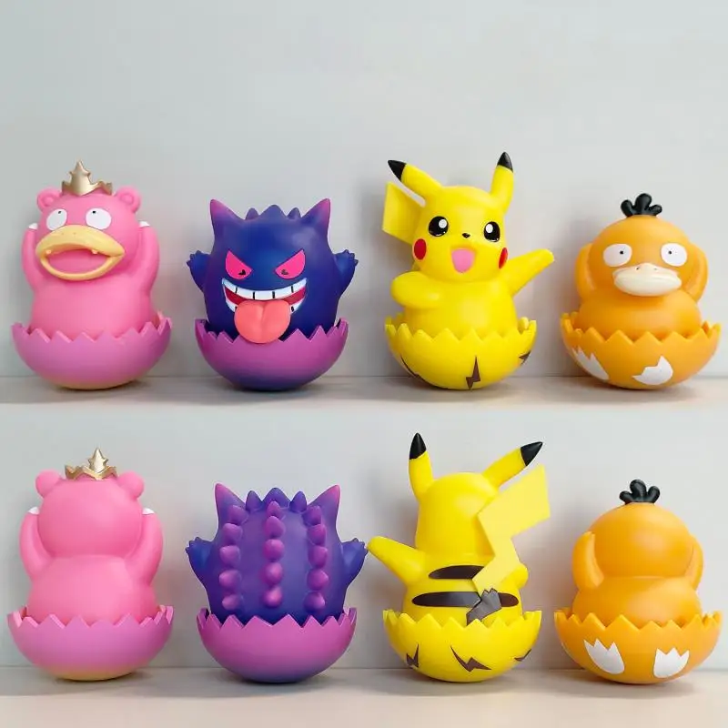 

Pokemon Pikachu Psyduck Gengar Anime Figure Slowpoke Roly-Poly Toys Won't Fall Cute Kawaii Doll Cartoon Model Toys Figures Gifts