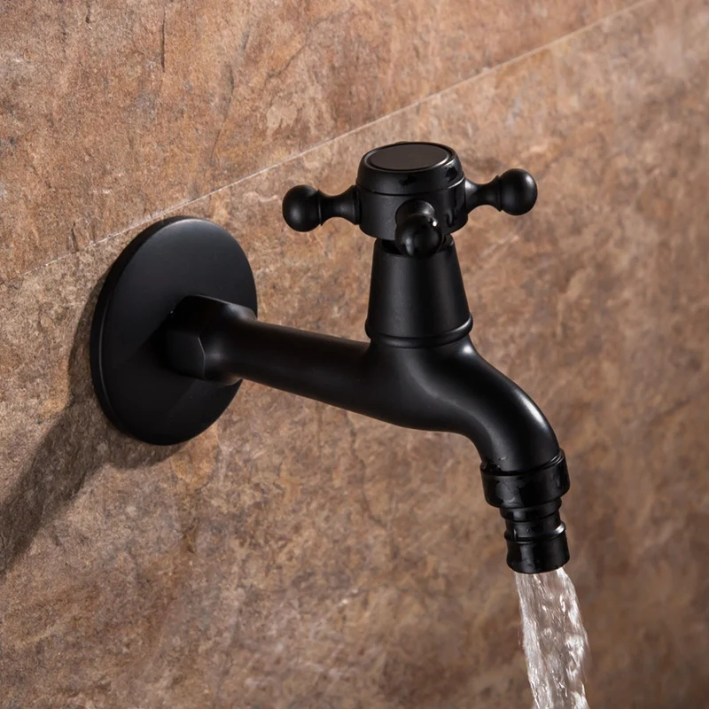 Смеситель для сада черный латунный кран настенное крепление угловой смеситель