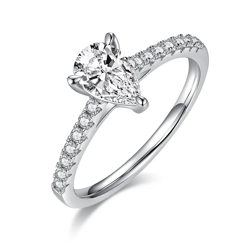 

GEM'S BALLET 925 Silver 585 14K 10K Gold Ring 1.0Ct Pear Cut Hidden Halo Pave Set Moissanite Engagement Ring For Women Wedding