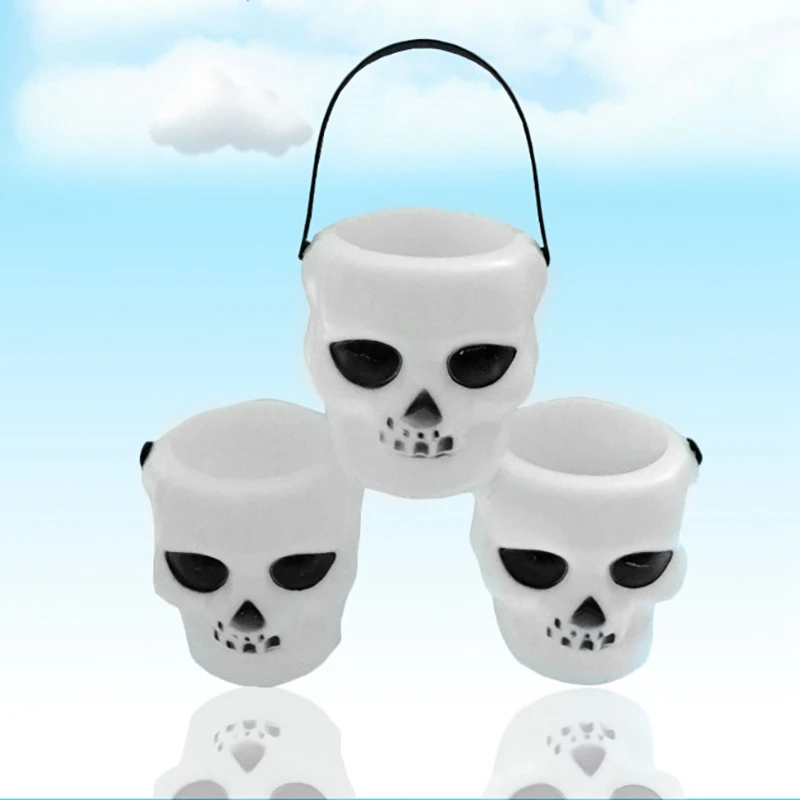 Акция! 10 шт. Мини Белый скелет Хэллоуин конфеты Чайник ведро череп головка декор