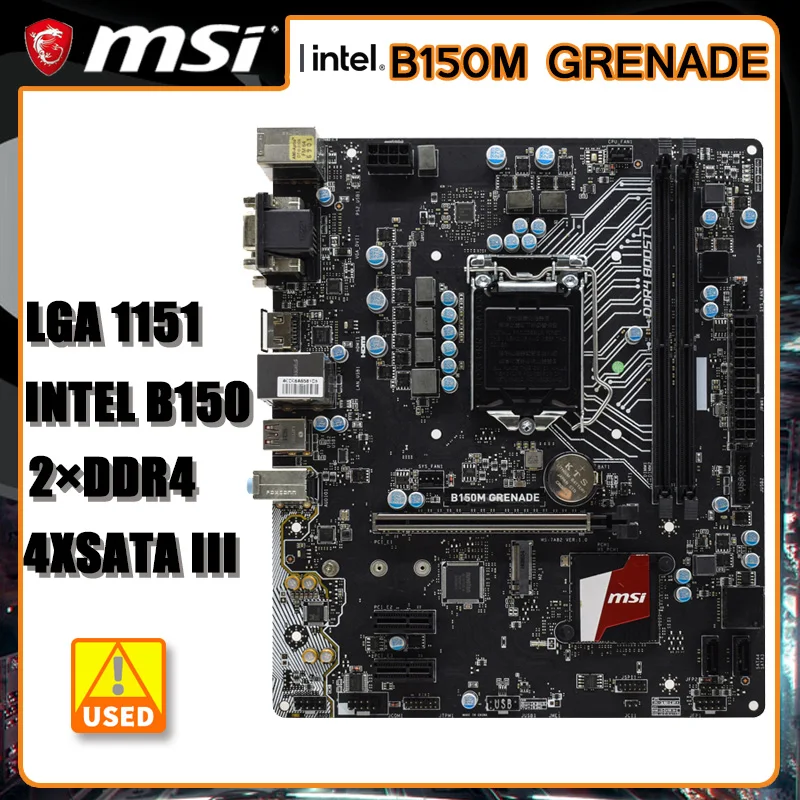 

1151 Motherboard B150M GRENADE motherboard DDR4 32GB Intel B150 USB 3.1 SATA III VGA HDMI M-ATX For Core i5-6500 cpus