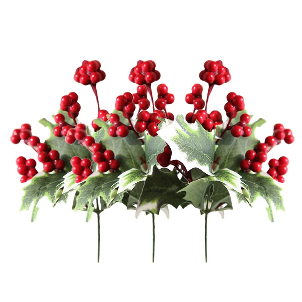 

Berries Berry Christmas Holly Branches Artificialtree Fake Flower Simulation Red Decorbouquet Decoration Party Sticks