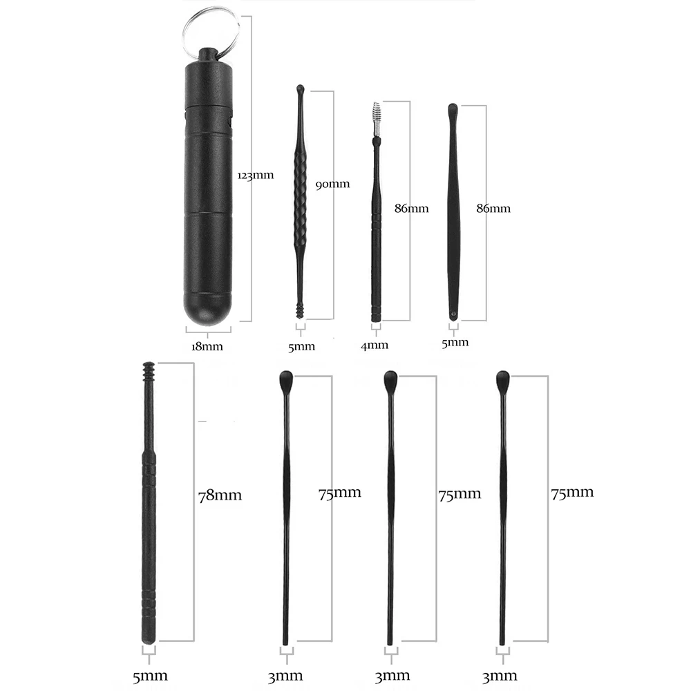 7 шт. спираль для чистки ушей из АБС-пластика