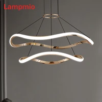 lampmio modern 2 rings golden led chandelier for living room 80cm60cm 40cm lustre art deco round wire hanging dining lighting