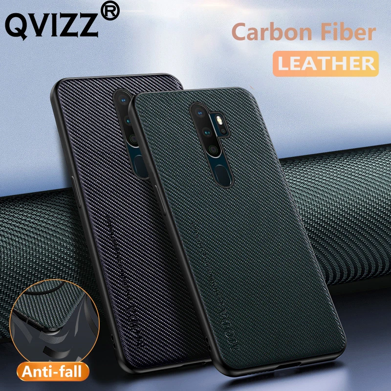 

Luxury Leather Case for Oppo A9 A5 (2020) A11X Carbon Fiber Armor Shockproof Soft Edges Hard Phone Cover OppoA92020 OppoA52020