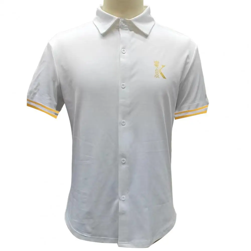 

Anti-Pilling Chic Patchwork Color Slim Men Office Shirt Crown Letter K Print Fashion Shirt Anti-pilling Streetwear