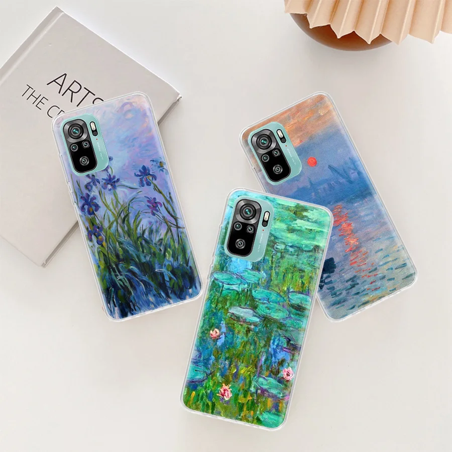Claude Monet Garden Lotus Bridge Phone Case For Xiaomi Poco X6 X5 X4 F4 GT X3 NFC F6 Pro 5G M5 M5S M4 M3 Mi F5 F3 F2 F1 Clear Co