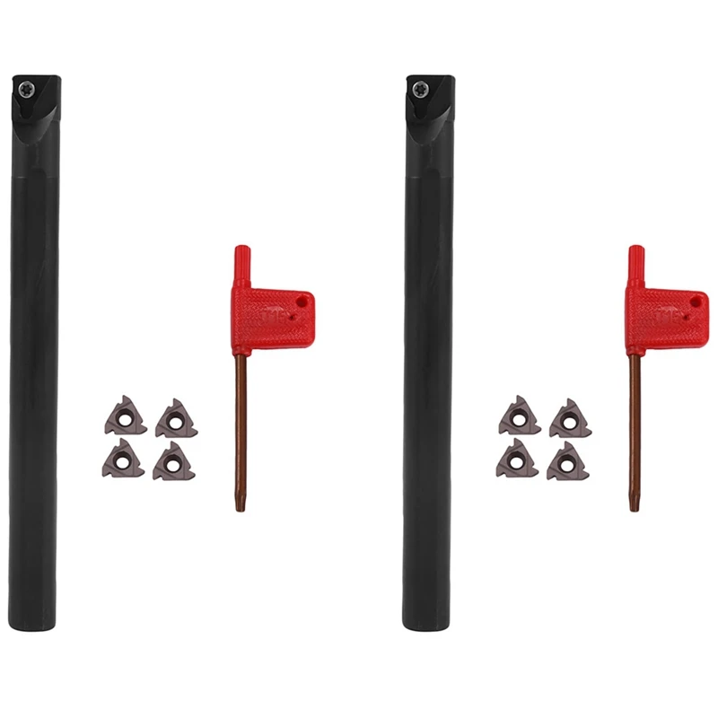 

2X Snr0016q16 16X180mm Lathe Turning Tool Holder With 8Pcs 16Ir Ag60 Inserts Boring Bar Internal Threading Cutting Tool
