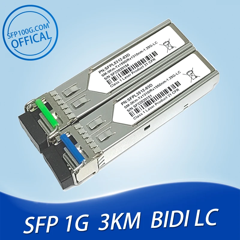 1Gb LC SFP Module Single Bidi Fiber Optical Transceiver Gigabit 3-80km Compatible with Arista/Extreme/Mikrotik/Cisco Wwitch