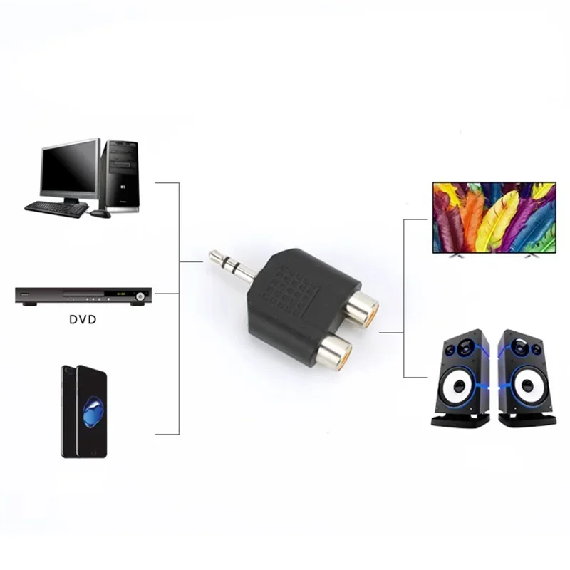 5/20 шт. 3 5 мм разъем стерео штекер на 2 RCA женский аудиокабель адаптер для