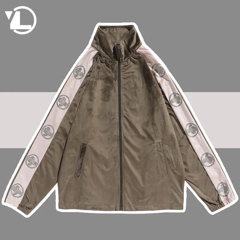 

Harajuku College Jackets Men Spring Autumn High Street Patchwork Thin Outwear Coats Hip Hop Casual Loose Varsity Jacket Unisex