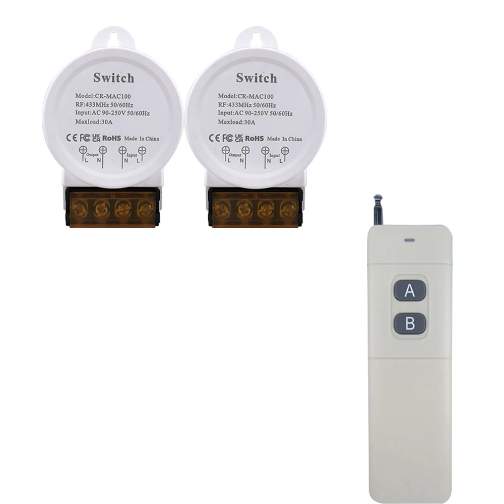 

COLOROCK Wireless Switch RF433MHz Remote Control DIY Device Wide Voltage AC 90-250V High Power 30a Wide Application