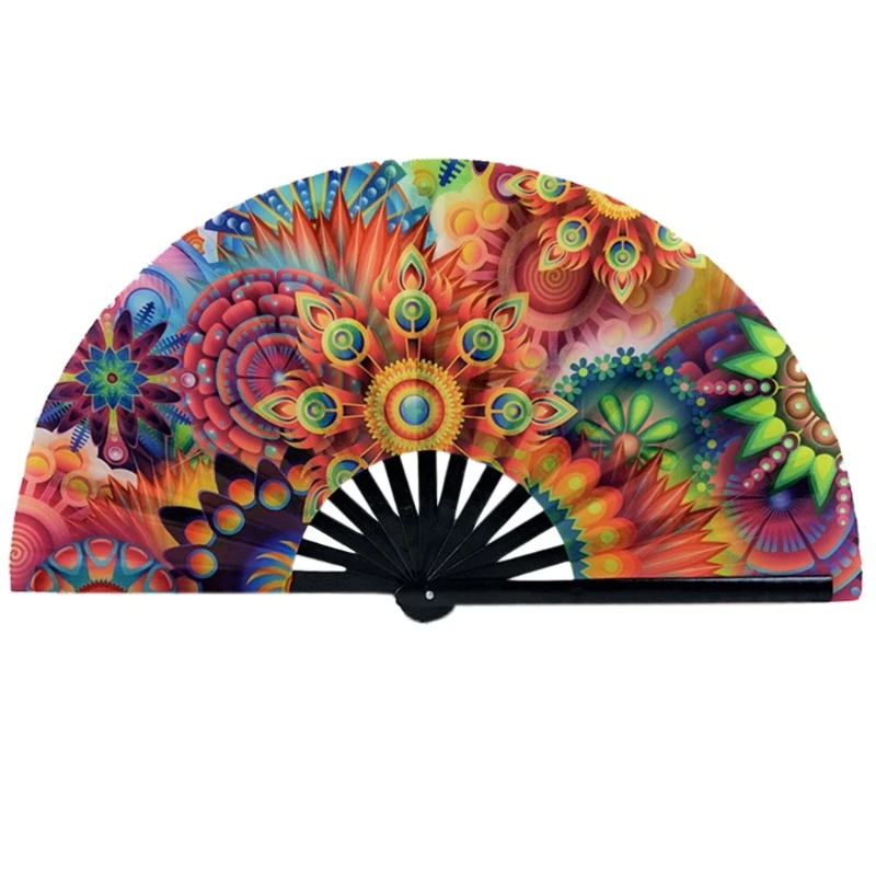 

Raves Hand Fan Foldable Beautiful Fan Bamboo Large Folding Hand Held Fan for Festival Club Women Men Outfit Party Gift