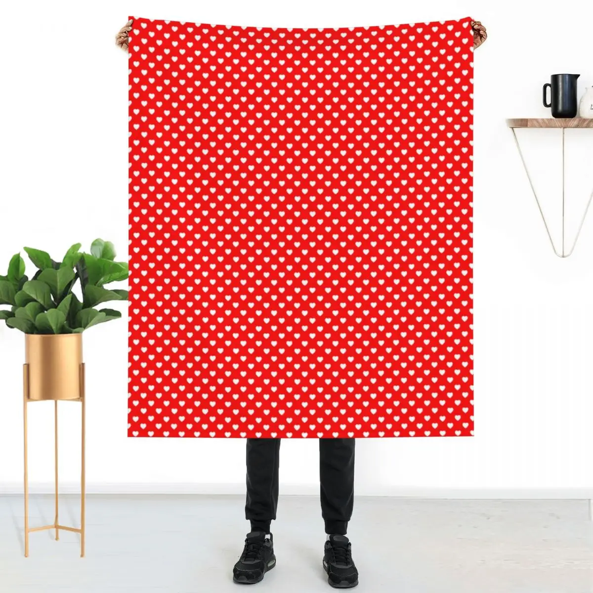

Red And White Heart Blanket Polka Dot Valentines Day Soft Custom Throw Blanket Warm Winter Bedroom Blankets