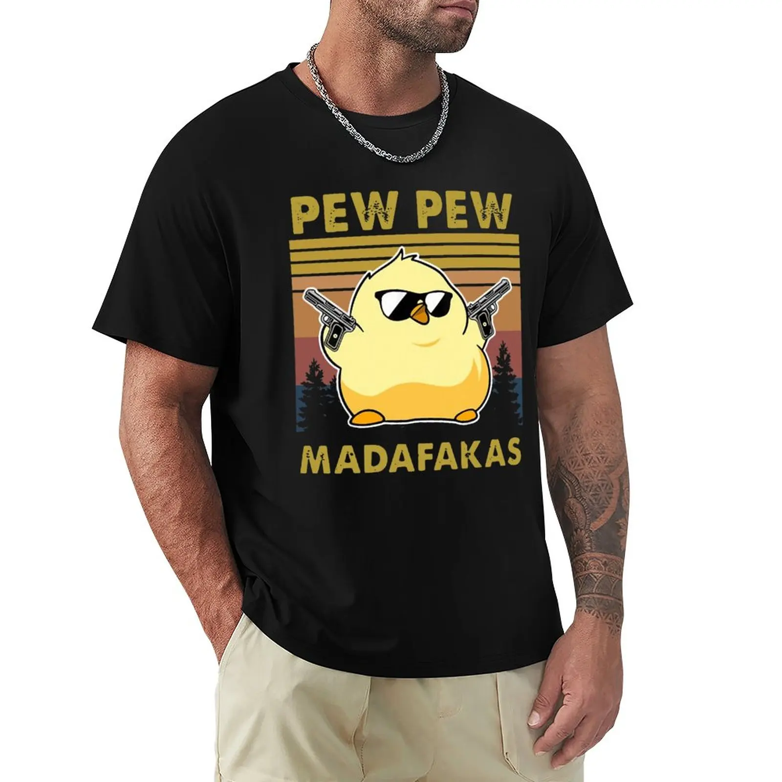 DUCK MEME PEW PEW MADAFAKAS VINTAGE T-Shirt Oversized T Shirts Boys T Shirts Mens Clothes