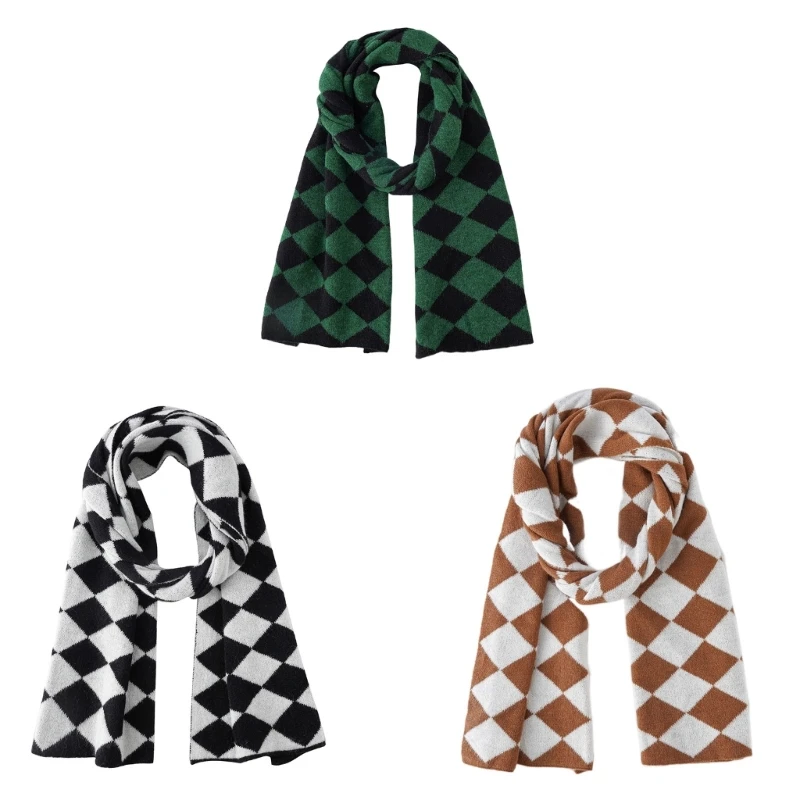 

Шарф в клетку с бриллиантами, теплый шарф для шеи, зимние шарфы для женщин, толстые шали