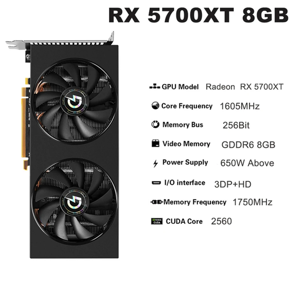 Видеокарта RX 5700XT GDDR6 8 Гб 256 бит игровая видеокарта для AMD Radeon 5700 Xt Настольный ПК