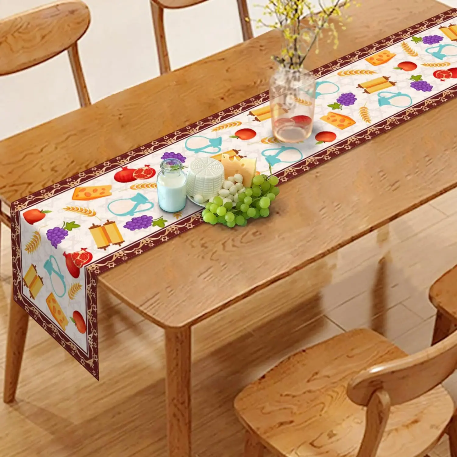 Льняная дорожка для стола Happy Shavuot деревенский еврейский урожай праздник