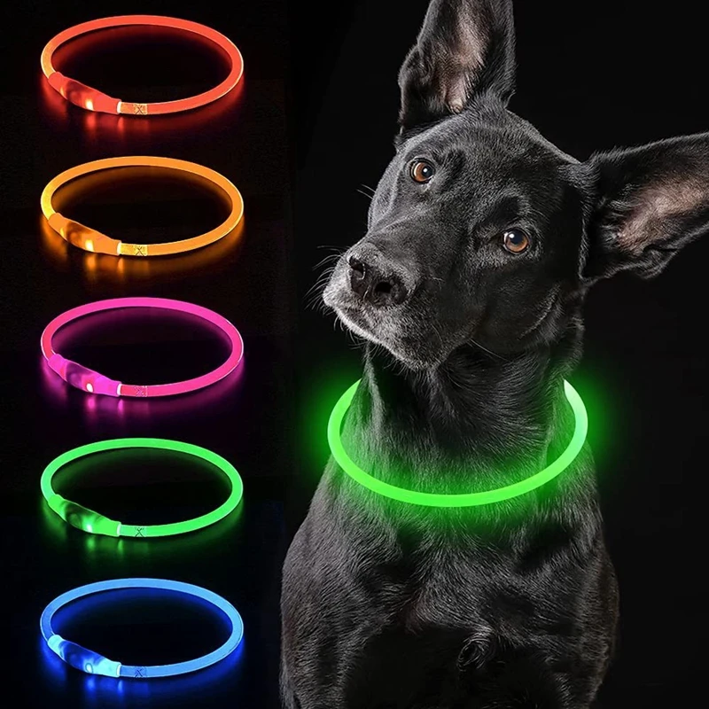 

40~70CM LED Pet Luminous Collar USB Charging Collar Teddy Charge Collar Night Safety Flashing Glow Dog Loss Prevention Collar Pe