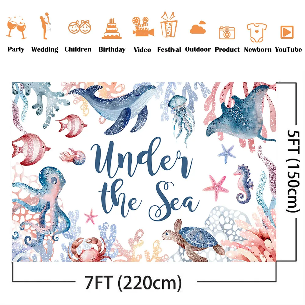 Фон для фотосъемки с изображением морского пола организма русалки фотореквизит