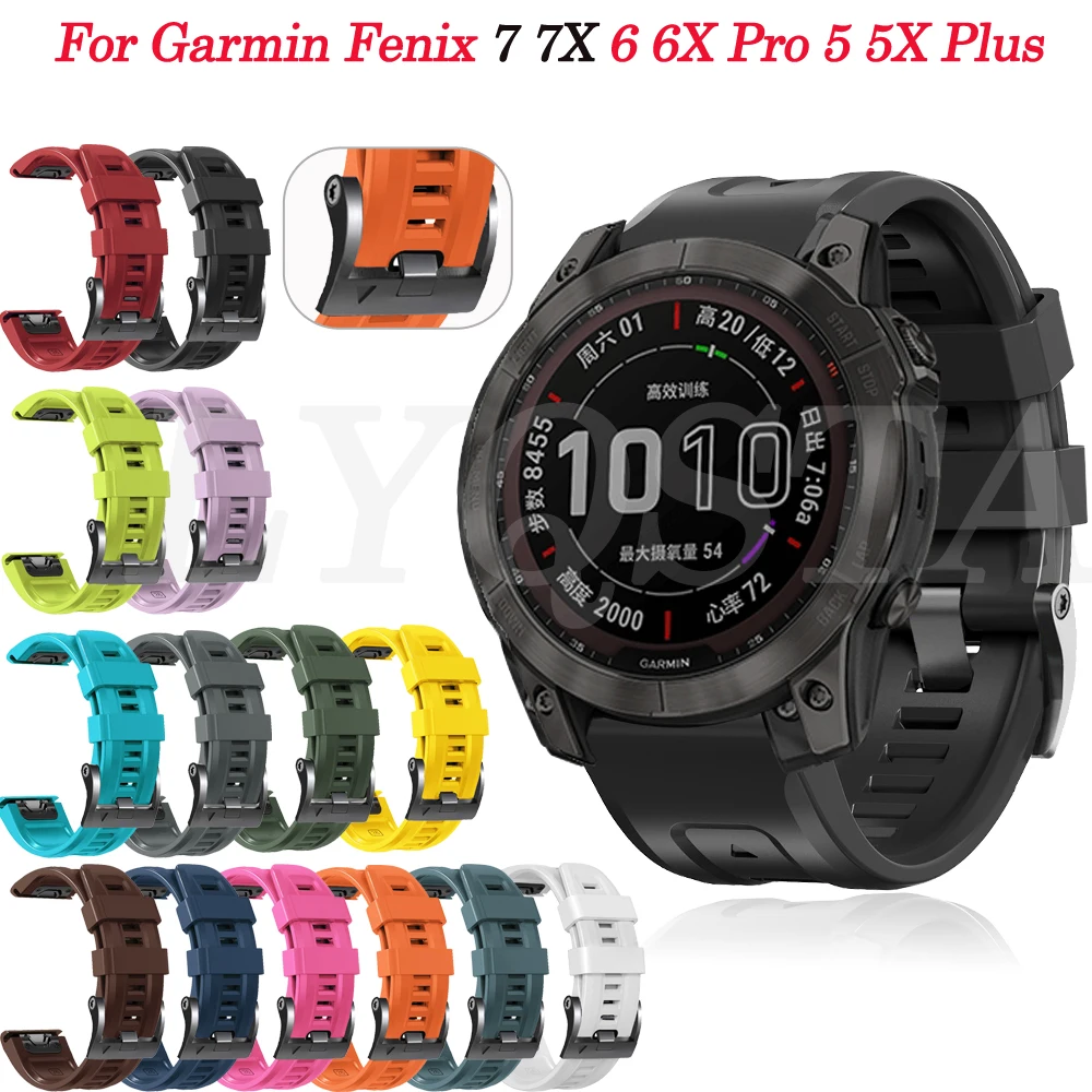 

Official Silicone Bracelet 22 26mm Wristband For Garmin Fenix 7 7X 5 5X Plus 6 6X Pro 935 945 Enduro Smart Watch Band Belt Strap