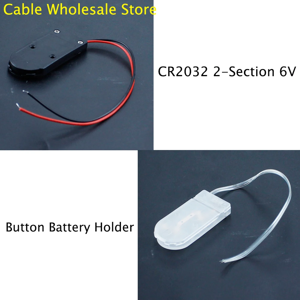 

1Pcs JCD CR2032 Button Coin shaped Battery Socket Bracket Housing Cover with Switch/Wire 2 Section 6V Battery Storage Box