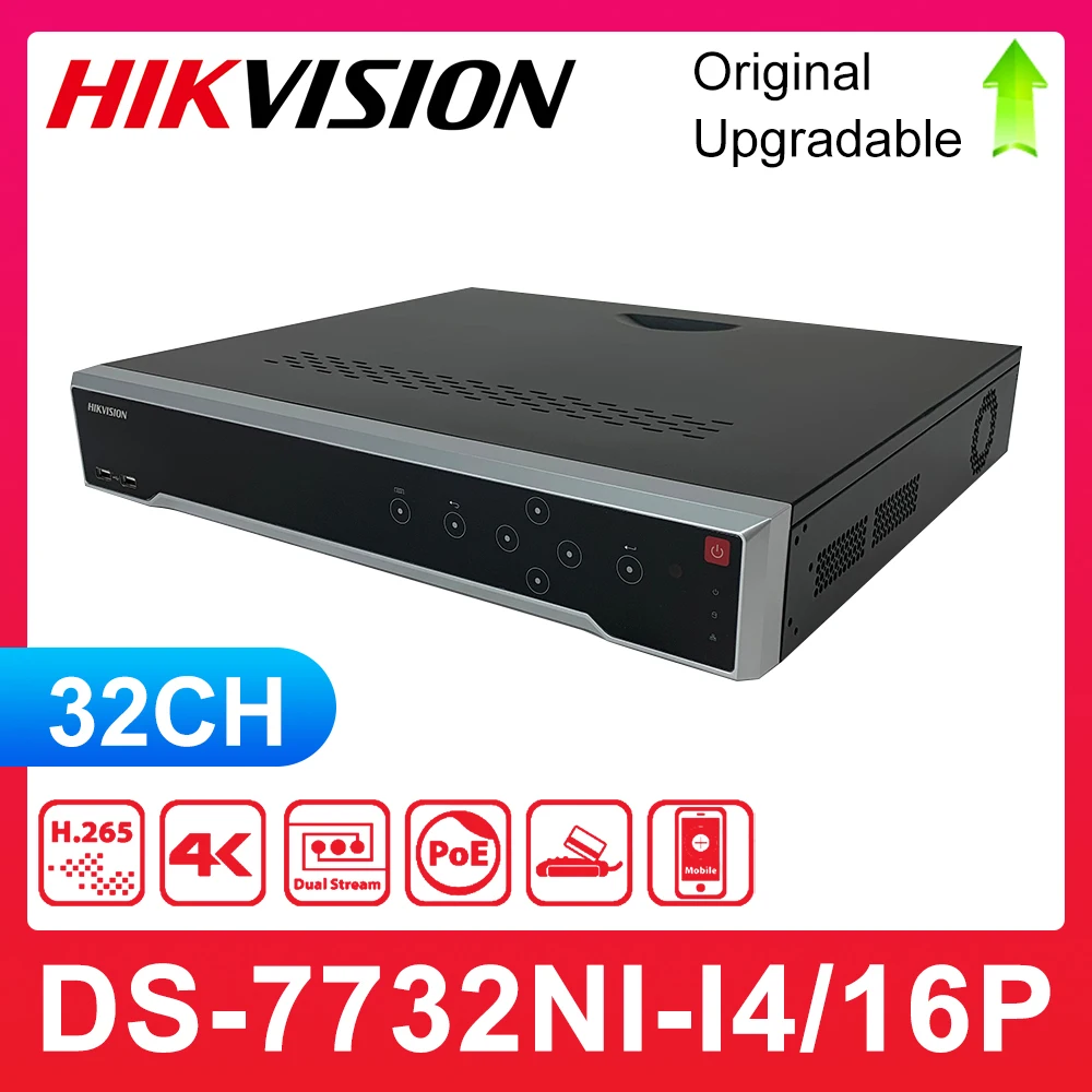 

Original HIK 32CH POE NVR DS-7732NI-I4/16P 32 Channel 16 PoE Ports Network Video Recorder Support Two-Way Talk Up to 12MP Record