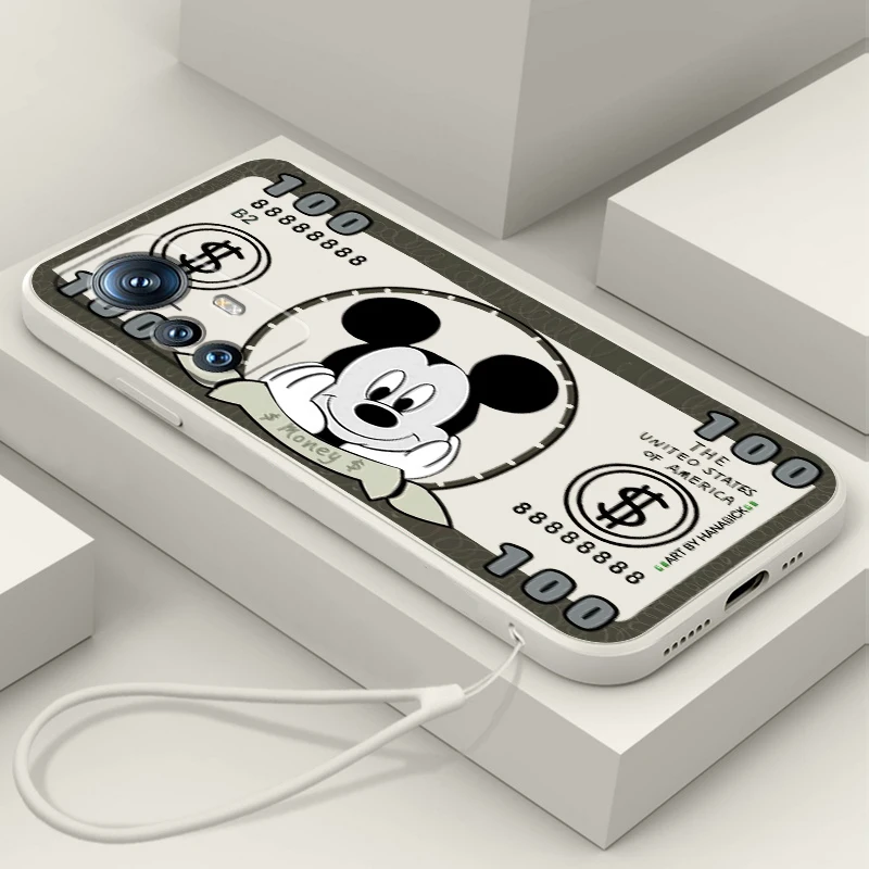 

Phone Case For Xiaomi Mi 12S 12X 12T 12 11i 11T 11 10 10S 10T Pro Lite Ultra 5G Dollar Mickey Minnie Stitch Liquid Rope Cover