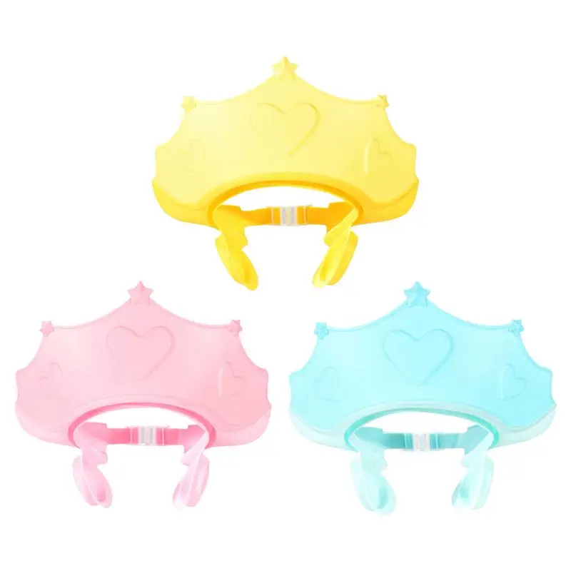 

Kids Ear Protective Soft Baby Shampoo Cartoon Crown Shape Baby Shower Adjustable Hair Rinse Shield For Kids And Toddler