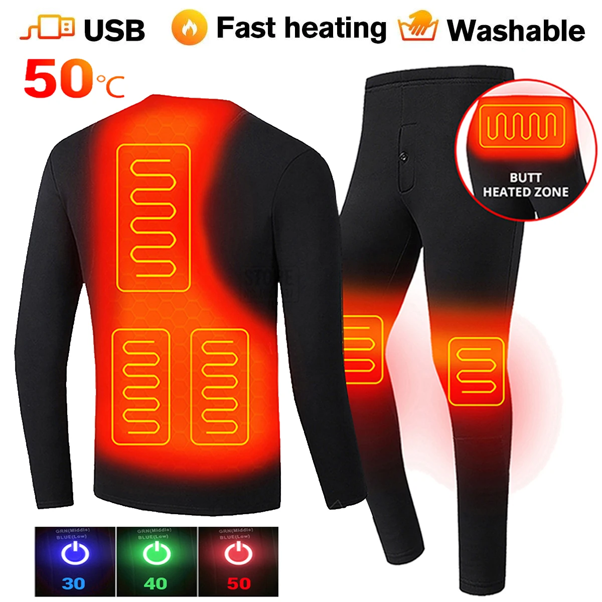 Conjunto de ropa interior térmica para hombre y mujer, chaqueta de moto con calefacción, traje eléctrico USB, ropa térmica para invierno, S-5XL