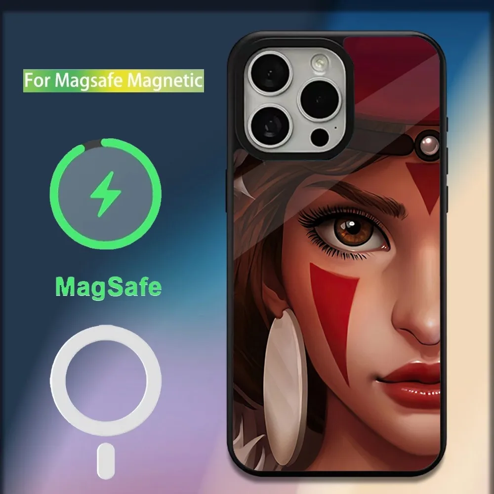 Prince M-MononokeS Hime Phone Case For iPhone 16 15 14 13 12 11 Plus Pro Max Mini Magsafe Magnetic Wireless Charging