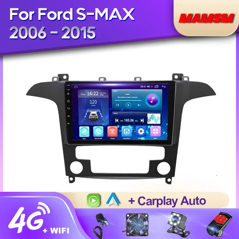 

Автомобильный радиоприемник MAMSM 2K QLED Android 12 для Ford S Max S-MAX 2007 - 2015 Авто AC мультимедийный видеоплеер GPS 4G Carplay Авторадио DSP
