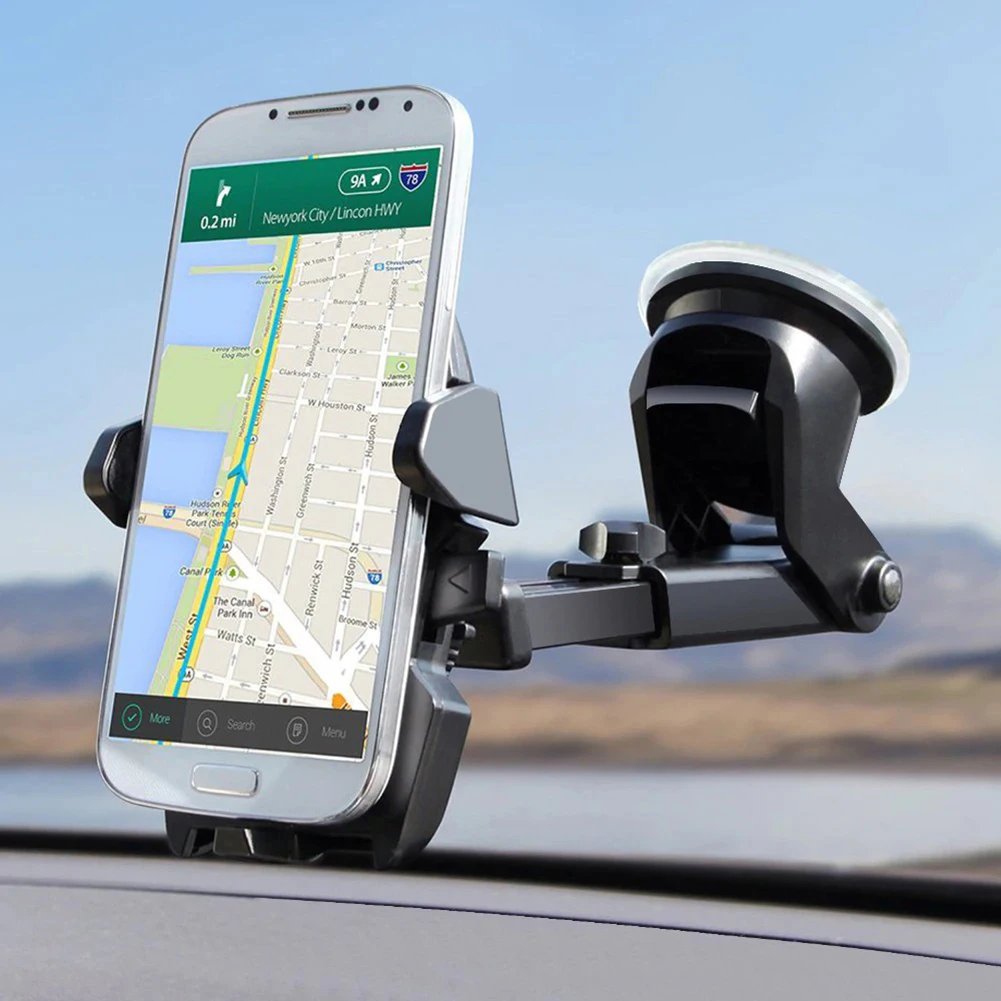 

360 Rotate Sucker Car Phone Holder Flexible Mount Stand Mobile Cell Support For iPhone Samsung Xiaomi Clip Phone Holder in Car