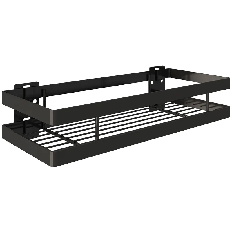 bathroom shelf space aluminum black storage holder bath shower shelf 20 50cm kitchen wall shelf toilet shampoo holder no drill free global shipping