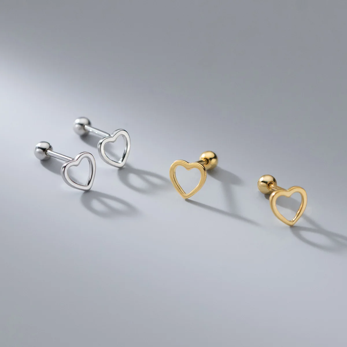 Серьги-гвоздики из стерлингового серебра 925 пробы в форме сердца с винтом