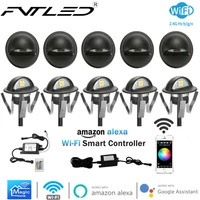10pcsset fvtled wifi led deck lights rgb multicolor 35mm half moon outdoor waterproof wall sconce lamp for alexa google home