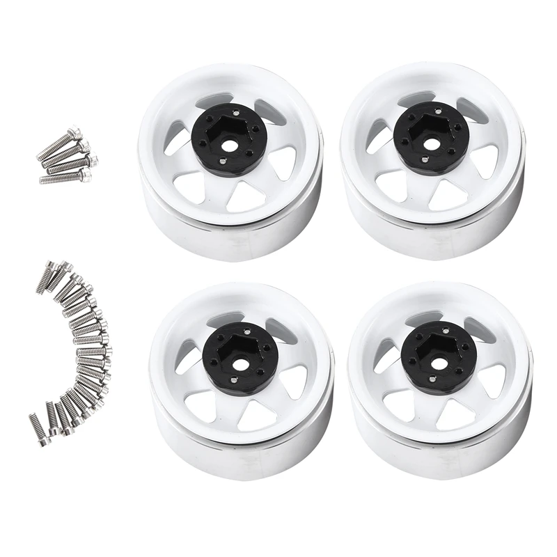 

4Pcs 1.9 Inch Metal Wheel Rims For 1/10 RC Crawler Axial SCX10 II III Traxxas TRX4 RC4WD D90 White
