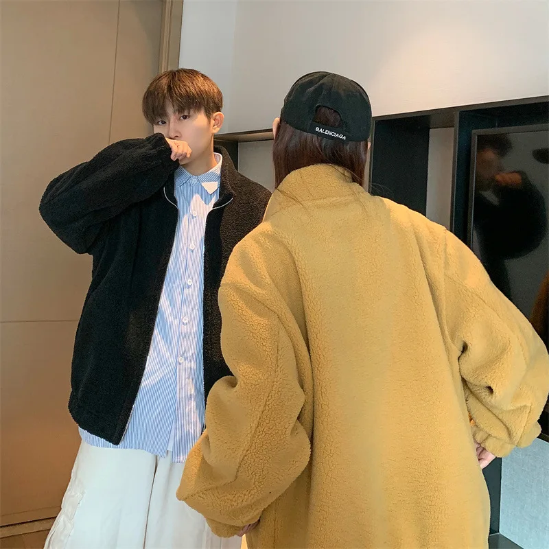 Instagram Super fire Lamb Plush coat new winter thick warm fashion casual coat trend  winter jackets  men clothing  coat