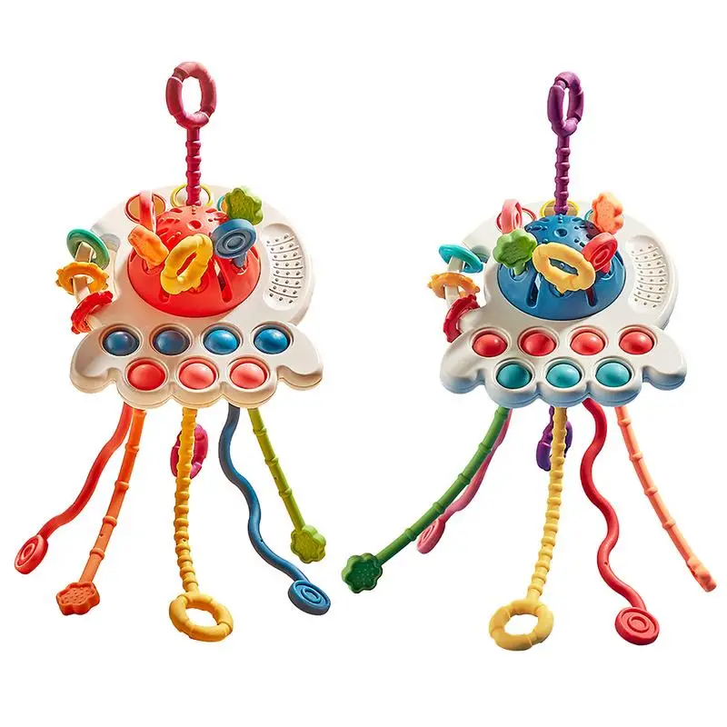 

UFO Sensory Toys Soft Silicone Pull String Interactive Toy Pull String Interactive Toy Montessori Toys Safe Food Grade Silicone