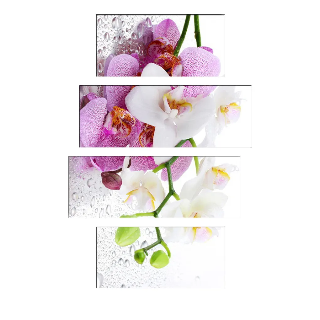 

4PCS Moth Orchid Flowers Canvas Wall Art oil painting Home Decoration for Living Room