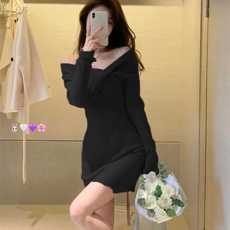 

Трикотажное черное Короткое женское платье с V-образным вырезом, сексуальная смелая одежда, однотонные розовые платья для женщин, экстремальные мини вязаные крючком