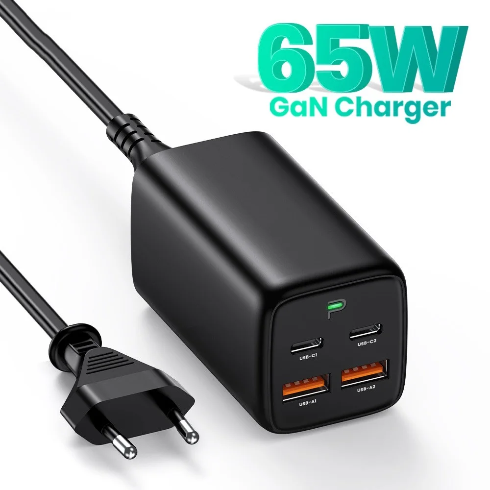 

New` B15-C4 65W GaN Charger Quick Charge QC 4.0 3.0 Type C USB-C PD AFC Desktop Fast USB Charger For IPhone 12Pro Macbook Laptop